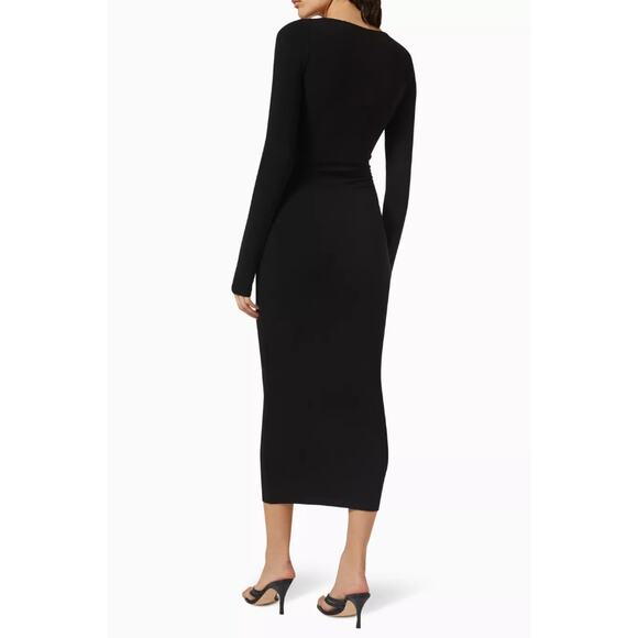 Good American U-Ring Long Sleeve Bodycon Midi Dress Black001 Womens Size 6 NWT - Picture 2 of 10